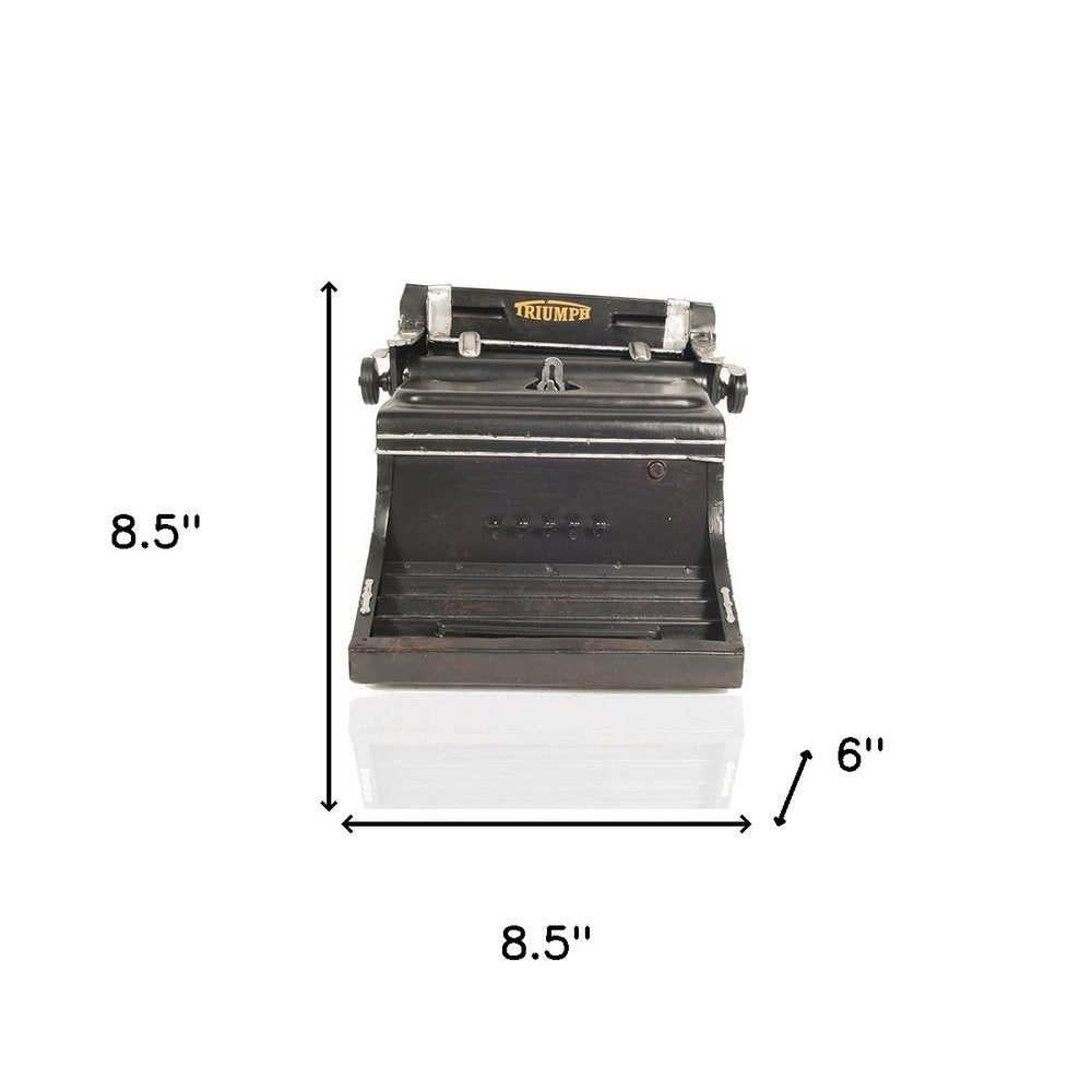 9" Black Metal German Replica Typewriter Tabletop Sculpture