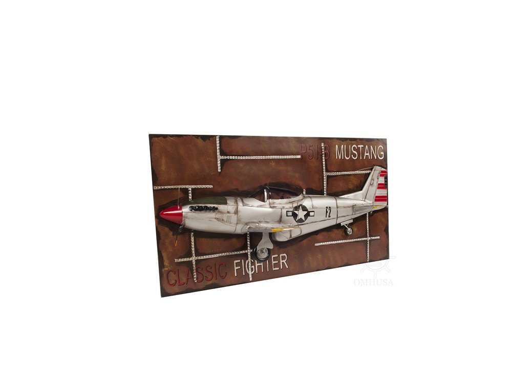 24" Brown And Silver Metal Hand Painted Model Airplane