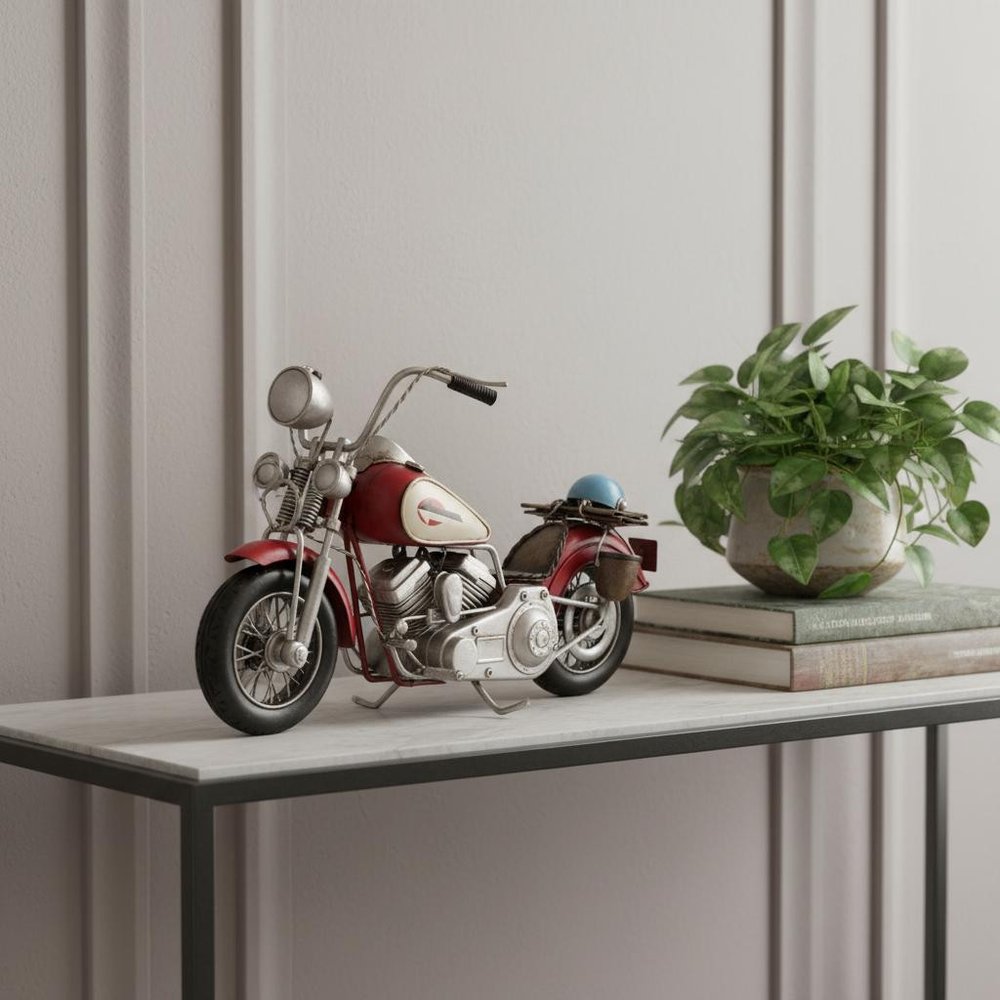 Red Harley Davidson Motorcycle Sculpture