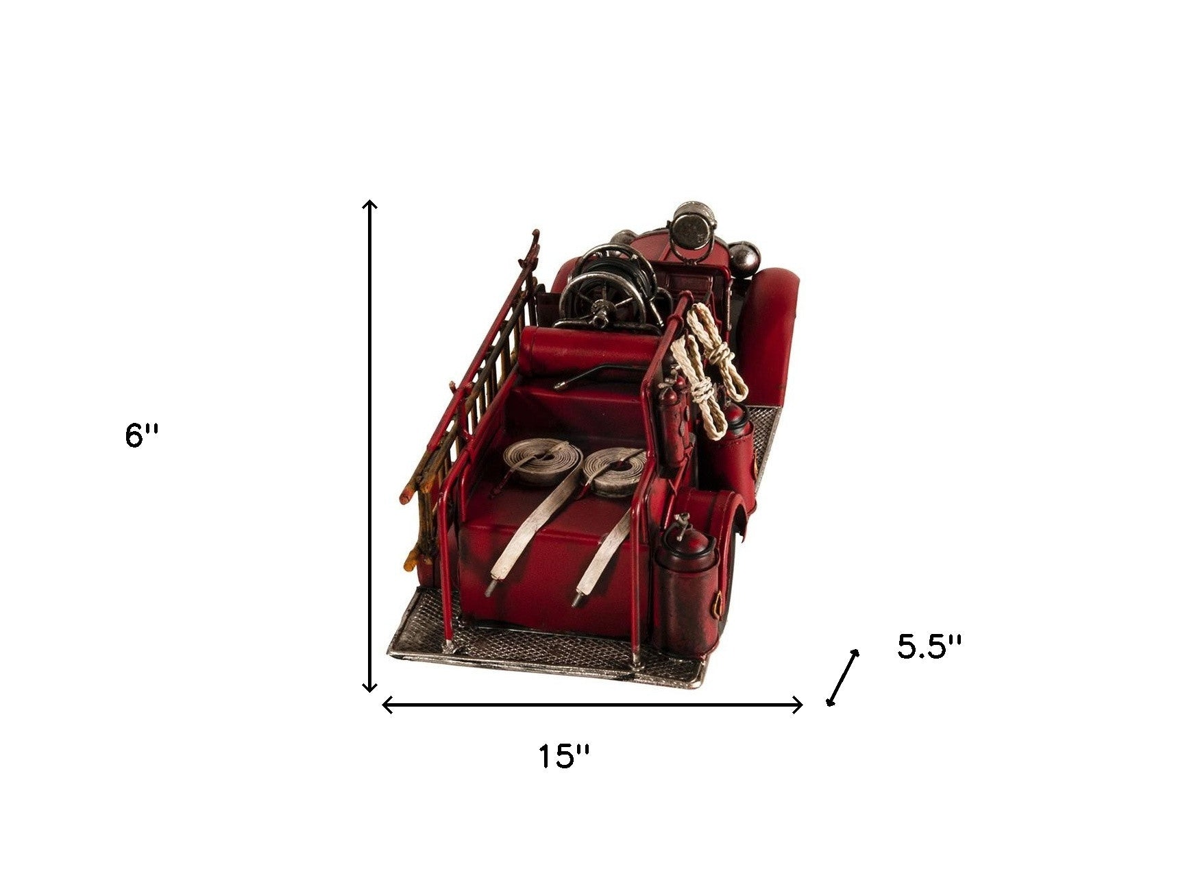 6" Red Metal Hand Painted Model Car Tabletop Sculpture