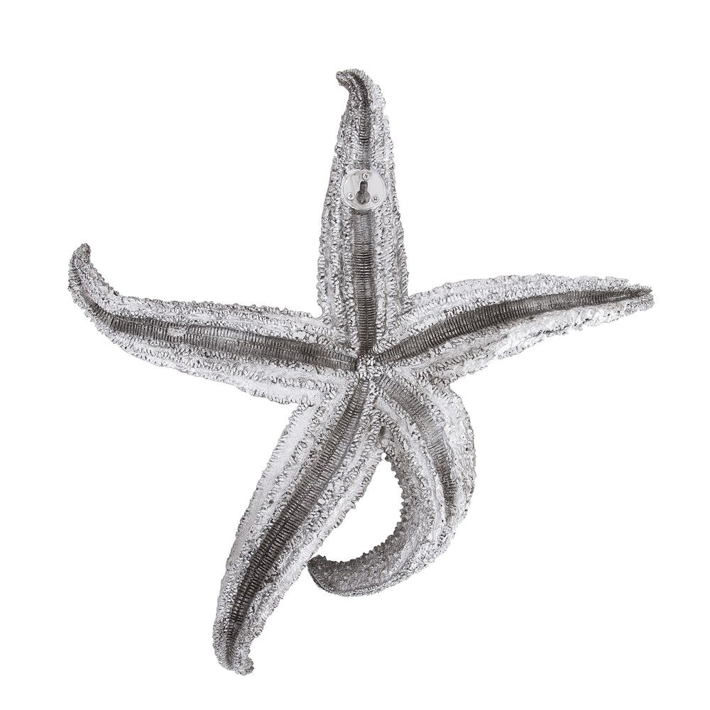 15" Antiqued Silver Resin Starfish Hanging Dimensional Sculpture