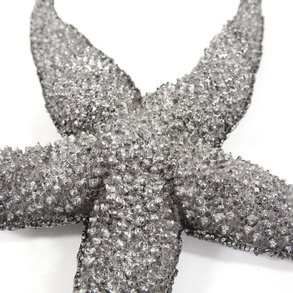 19" Antiqued Silver Resin Starfish Hanging Dimensional Sculpture
