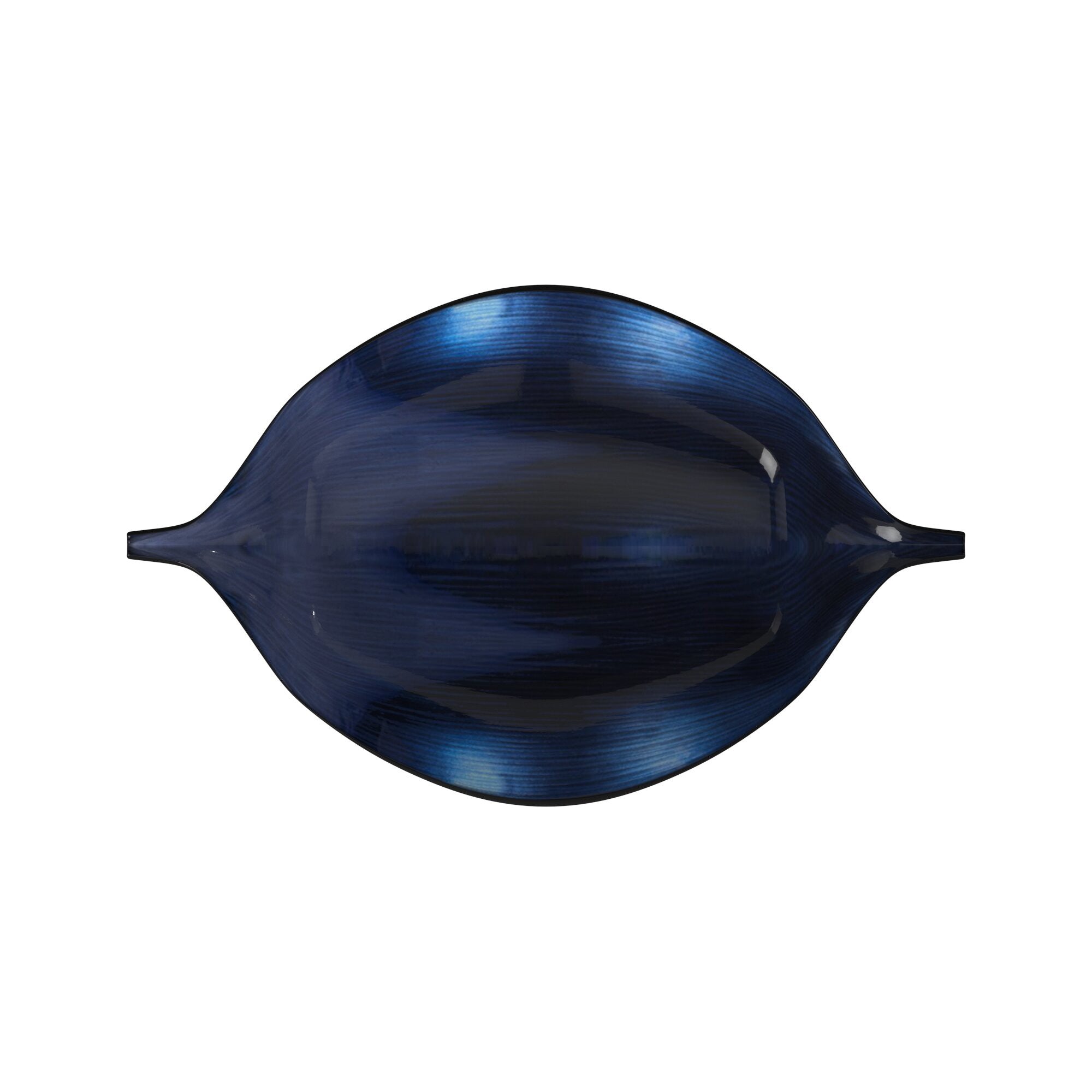 19" Black And Blue Solid Wood Novelty Centerpiece Bowl