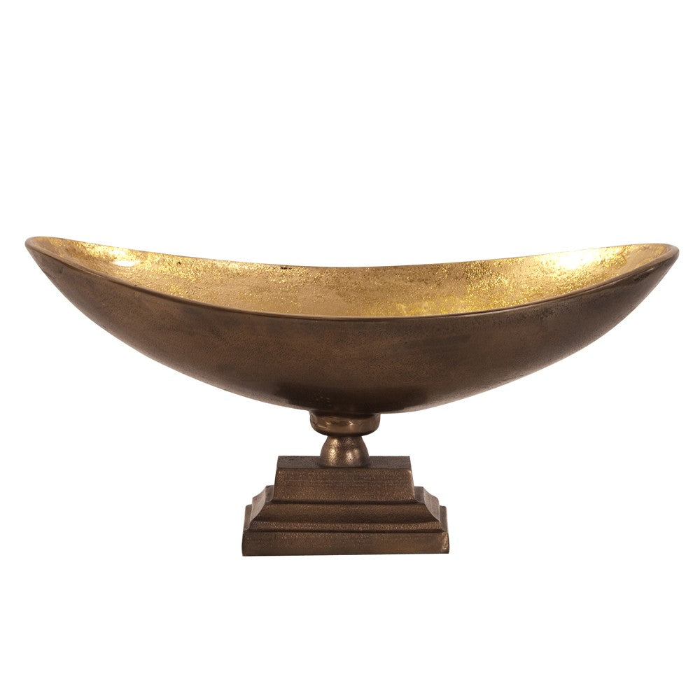 Rustic Bronze Oblong Footed Centerpiece Bowl