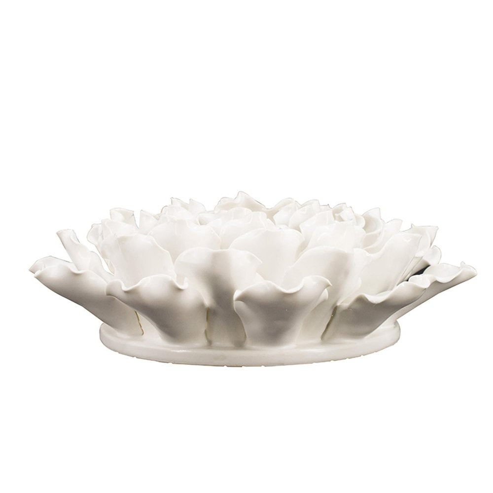 9" Off White Ceramic Flower Hanging Dimensional Sculpture