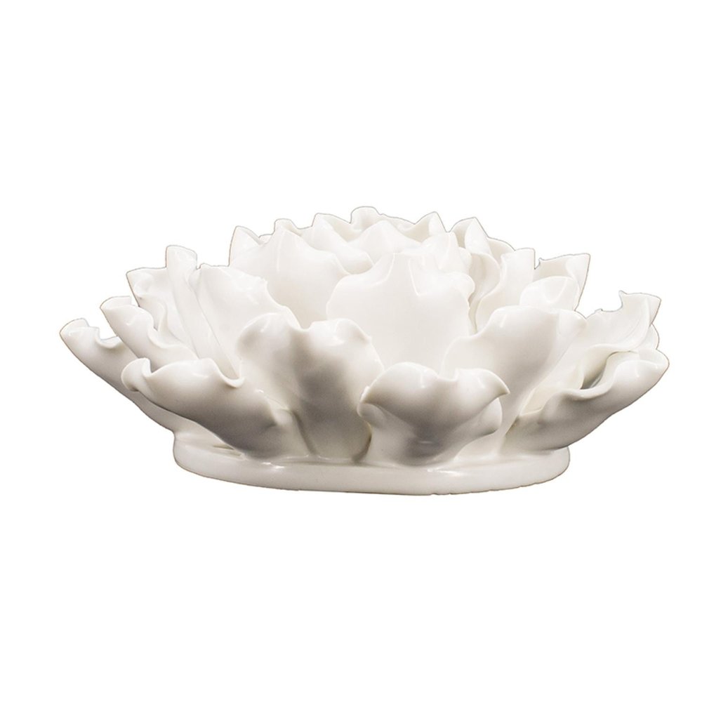 6" Off White Ceramic Flower Hanging Dimensional Sculpture