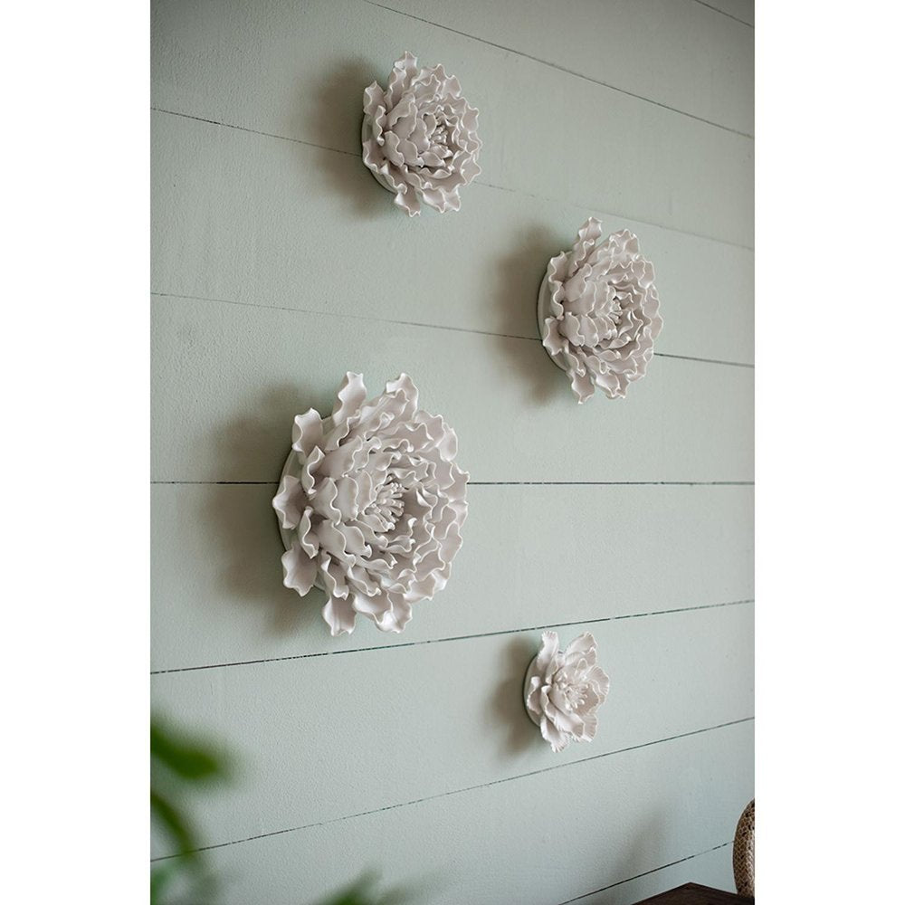 6" Off White Ceramic Flower Hanging Dimensional Sculpture