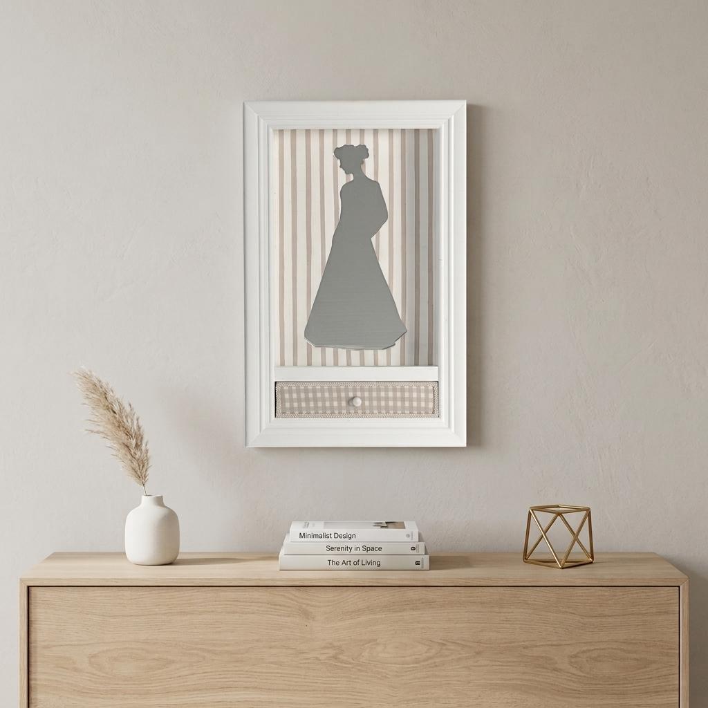 19" X 12" White Glass And Wood Mother Framed Art