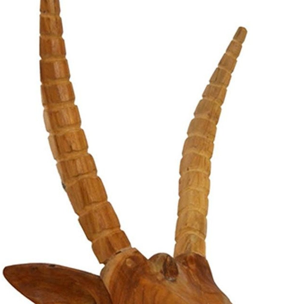 28" Brown Solid Wood Elk Head Hanging Dimensional Sculpture