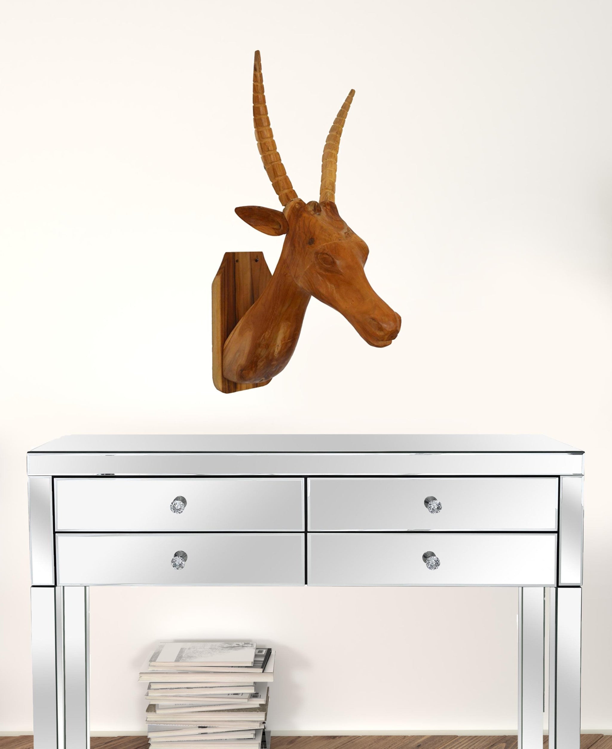 28" Brown Solid Wood Elk Head Hanging Dimensional Sculpture