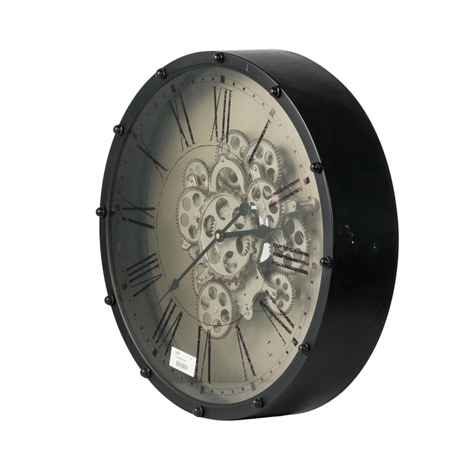18" Black and Ivory Vintage Gear Industrial Wall Clock