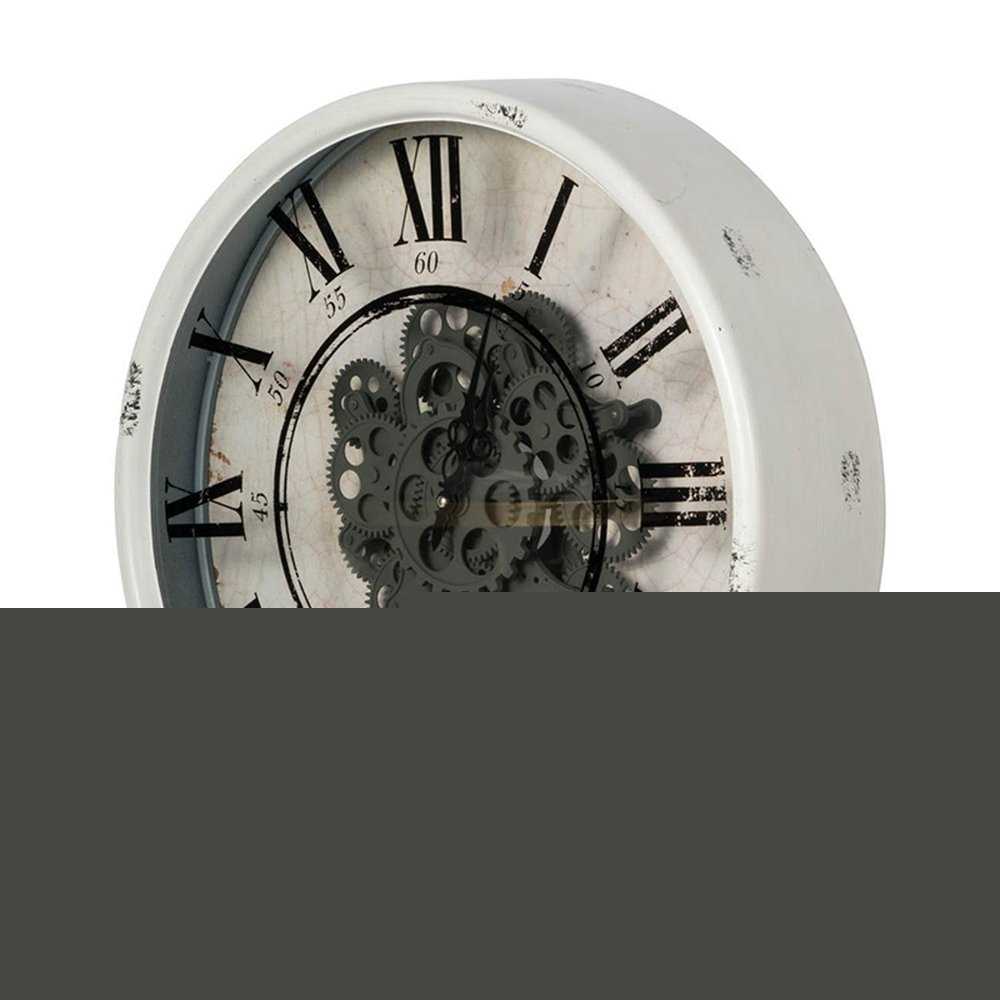 Rustic White Industrial Gear Vintage Wall Clock