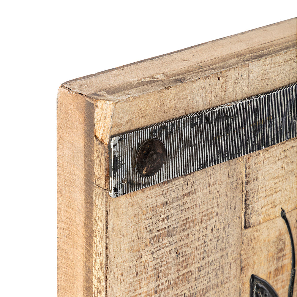 36" X 2" Brown Mango Wood Square Hanging Tapestry