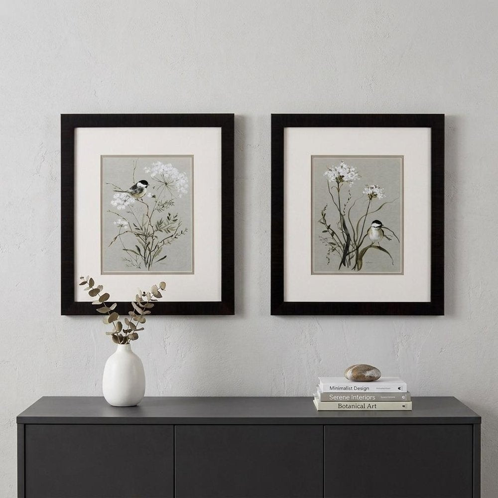 Set of Two Babybreaths and Birds Wall Art