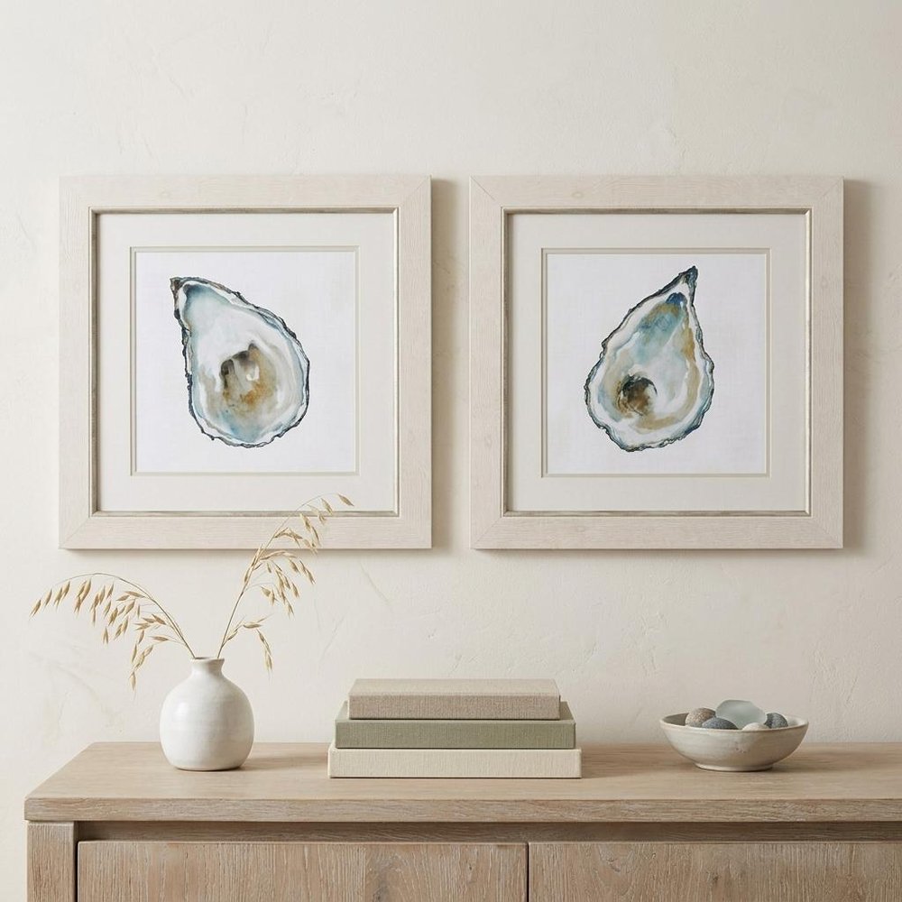 Set of Two Oysters Watercolor Framed Wall Art