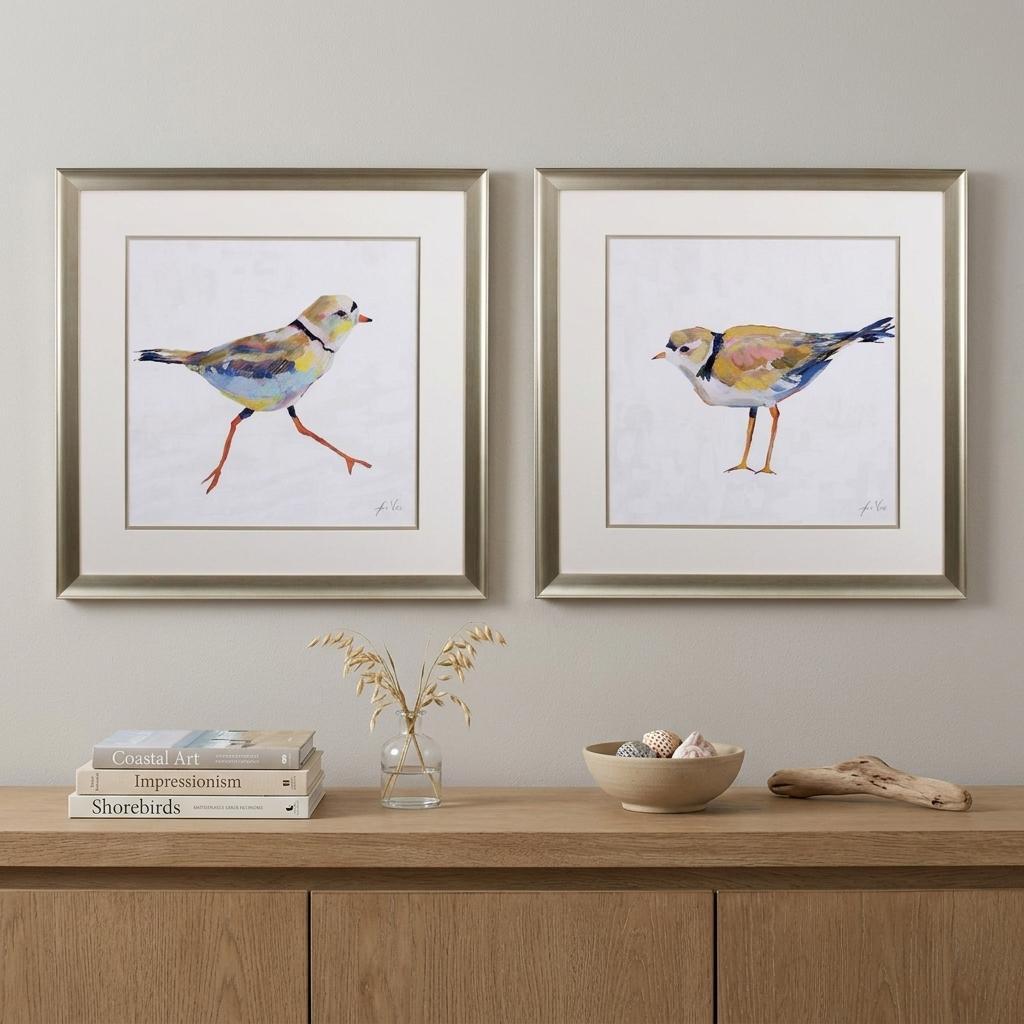 Set of Two Colorful Beach Birds Wall Art