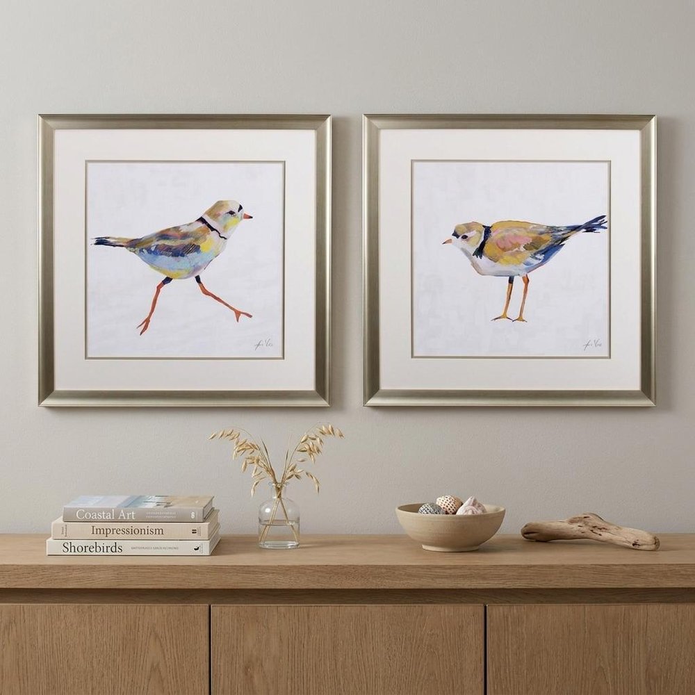 Set of Two Colorful Beach Birds Wall Art