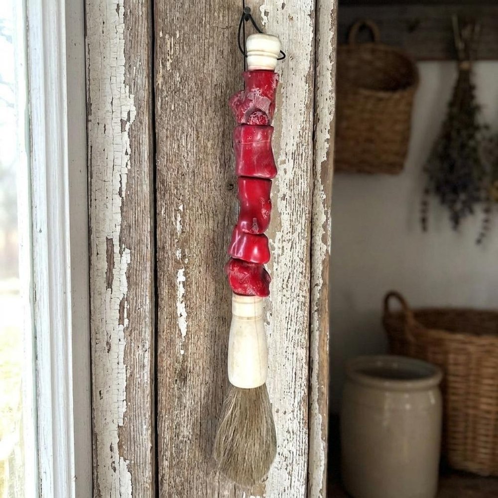 2" X 14" Red And Ivory Crystal Hanging Dimensional Sculpture