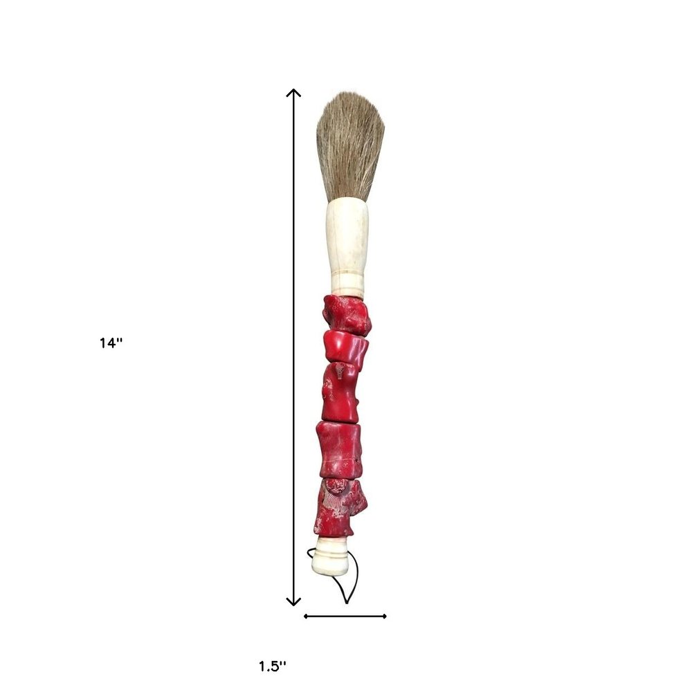 2" X 14" Red And Ivory Crystal Hanging Dimensional Sculpture