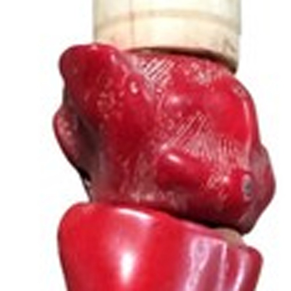 2" X 14" Red And Ivory Crystal Hanging Dimensional Sculpture
