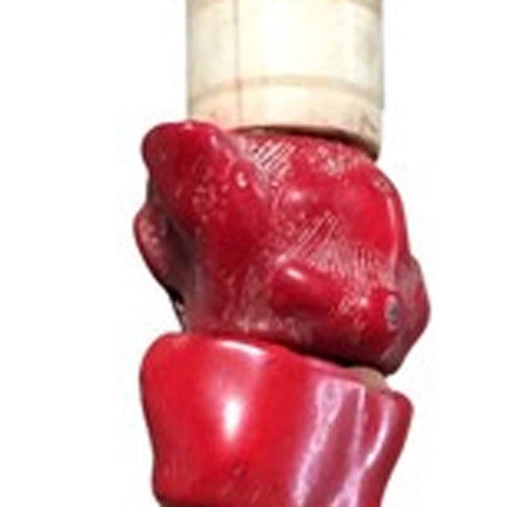 2" X 14" Red And Ivory Crystal Hanging Dimensional Sculpture