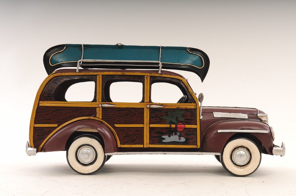 7" Burgundy Metal Hand Painted Model Car