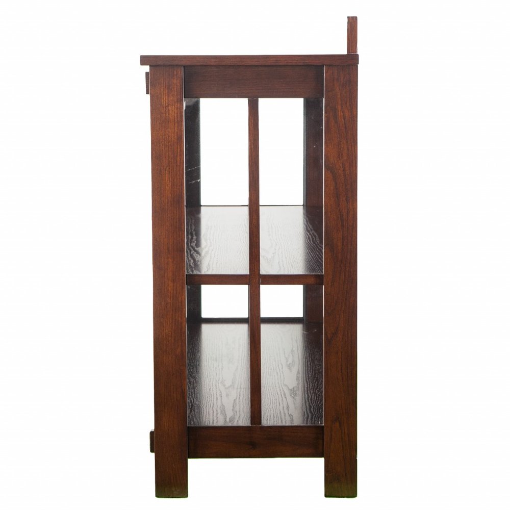 44" Brown Wood With Glass Sideboard with Two Doors