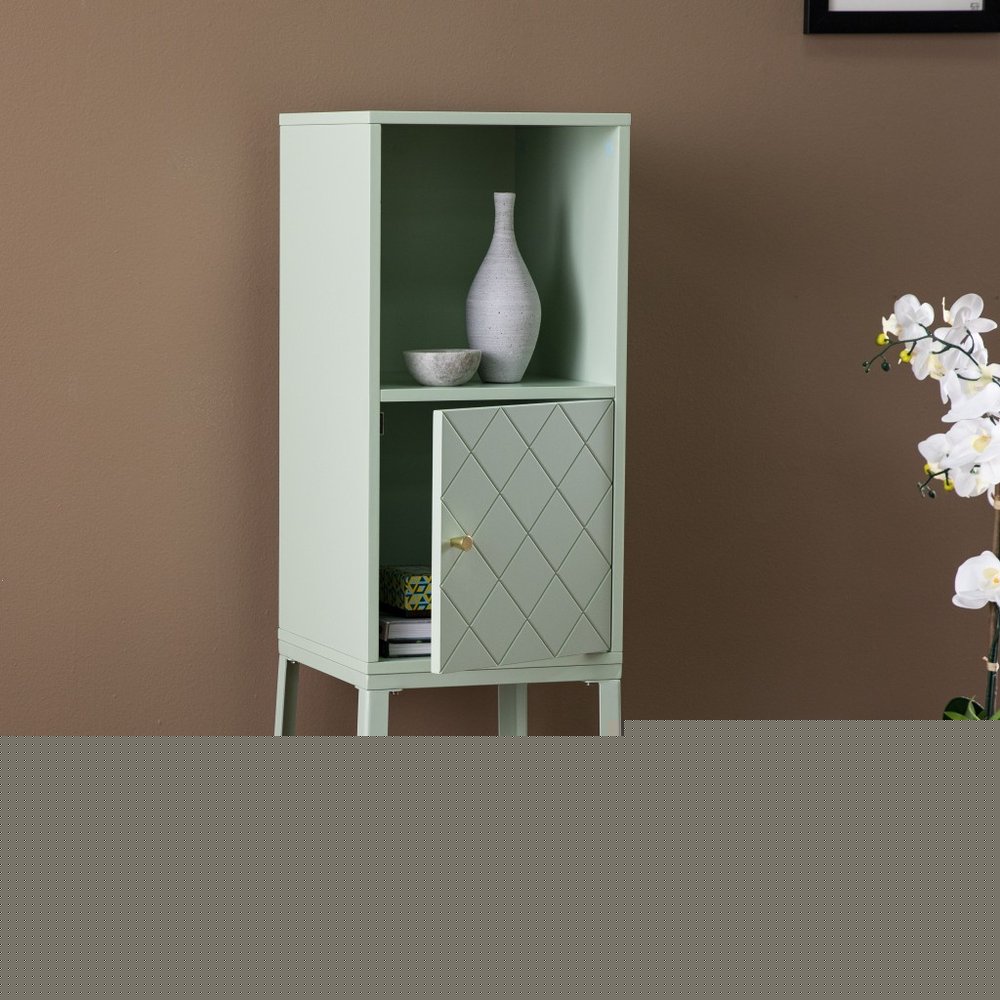Pale Green Crosshatch Accent Storage Cabinet