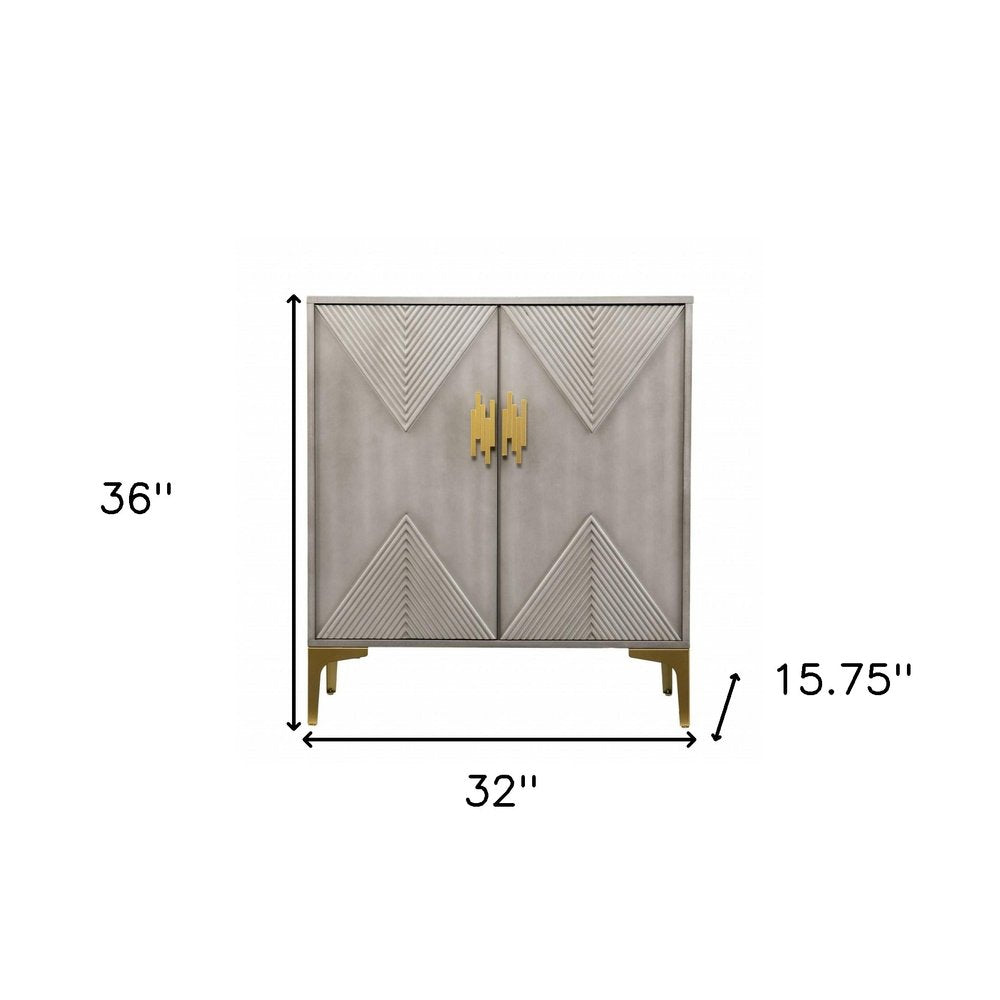 32" Gray Solid Wood Sideboard with Two Doors