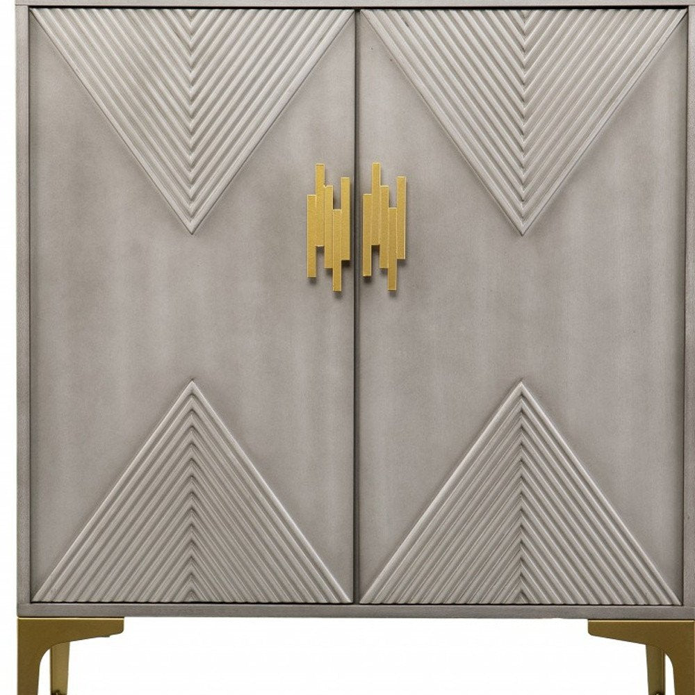 32" Gray Solid Wood Sideboard with Two Doors