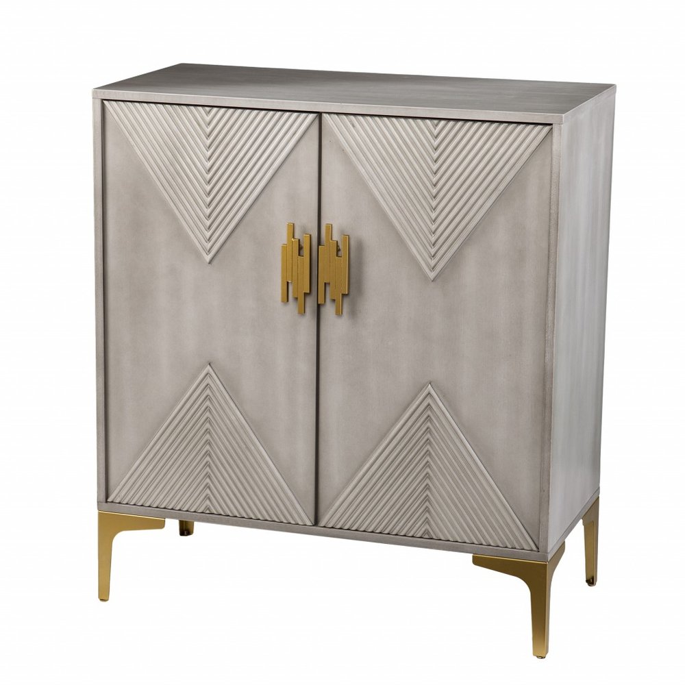 32" Gray Solid Wood Sideboard with Two Doors