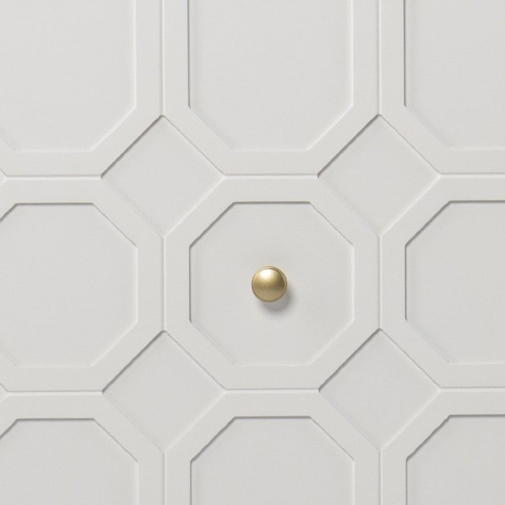 40" White Carved Geometric Sideboard with Two Doors