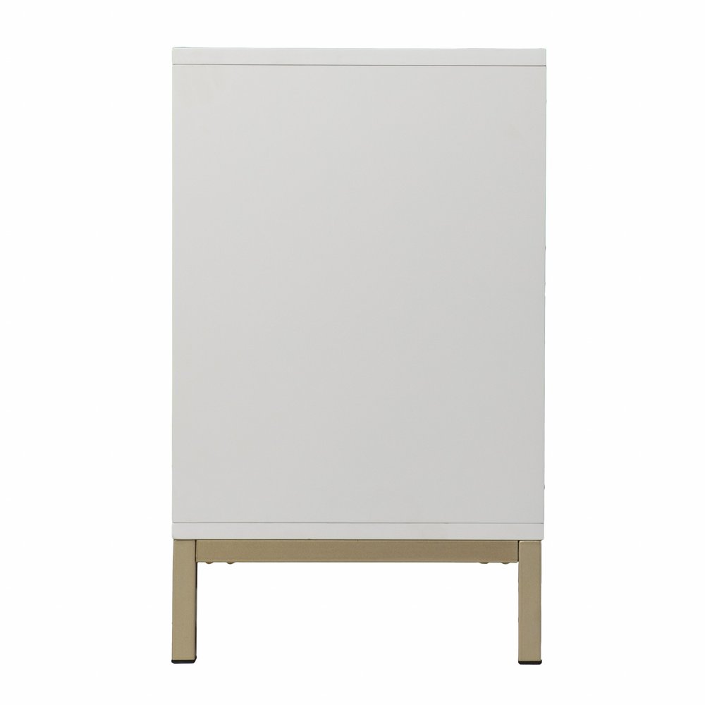 40" White Carved Geometric Sideboard with Two Doors