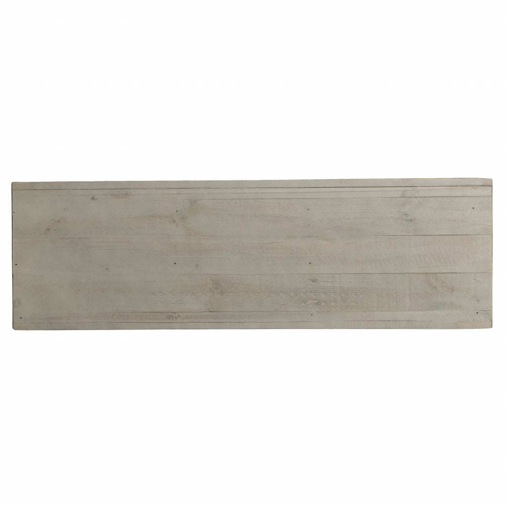 40" White Carved Geometric Sideboard with Two Doors