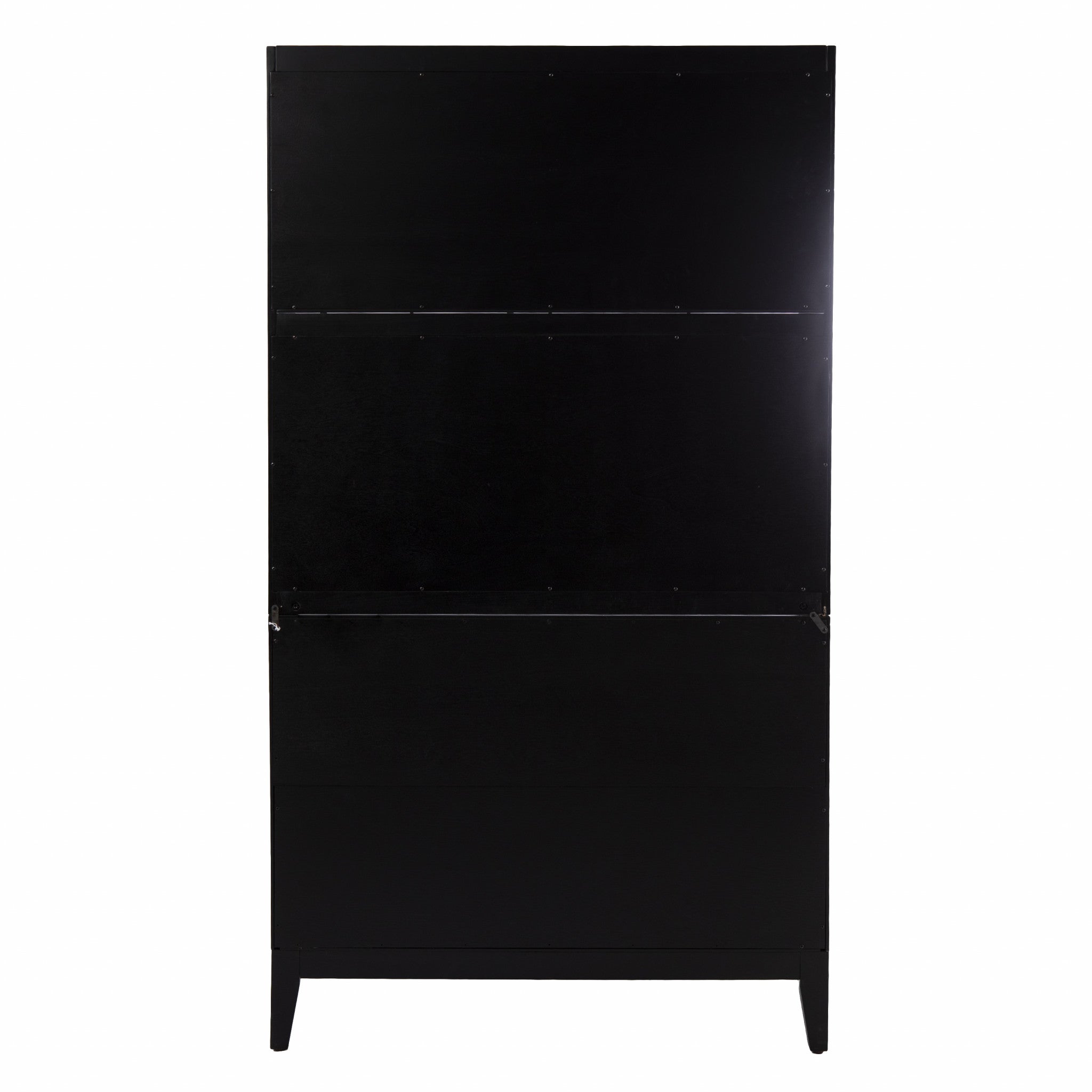 70" Black Wood Three Door Three Drawer