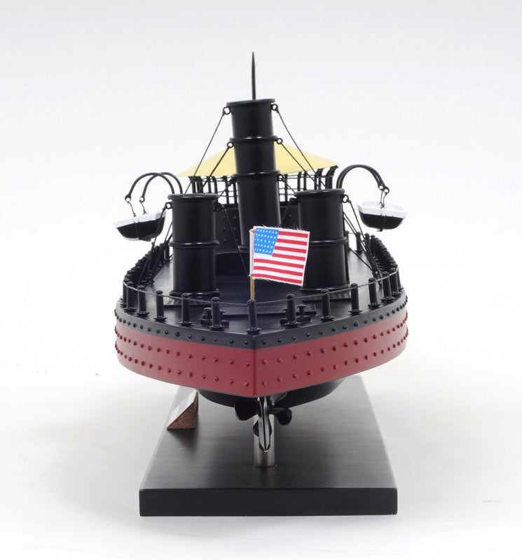 11" Black and Red Solid Wood Hand Painted 1862 USS Monitor Model Boat