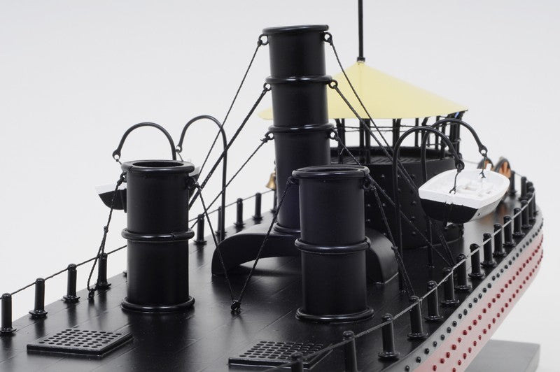 11" Black and Red Solid Wood Hand Painted 1862 USS Monitor Model Boat