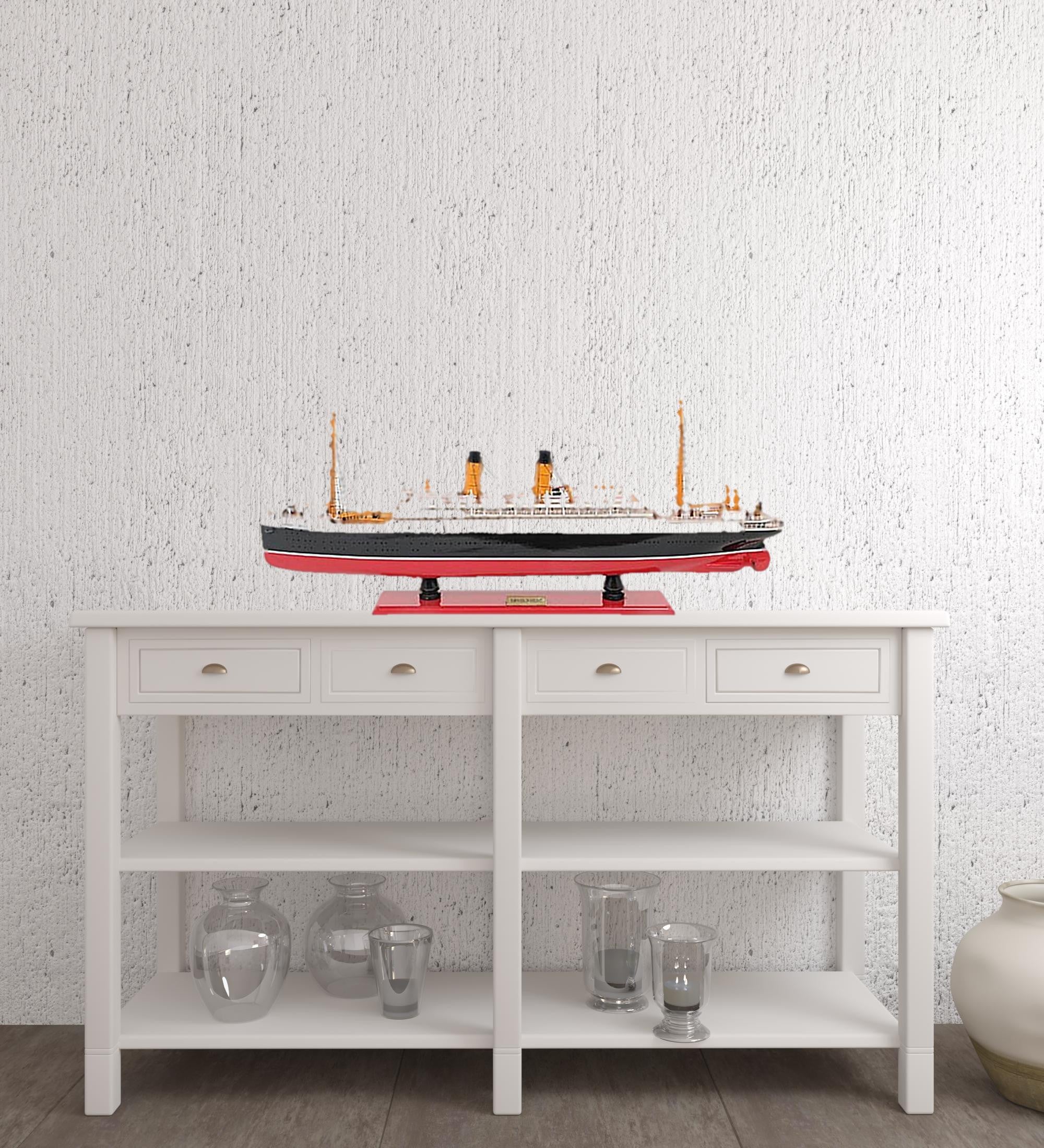 13" Black and Red Solid Wood Hand Painted RMS Empress of Ireland Model Boat