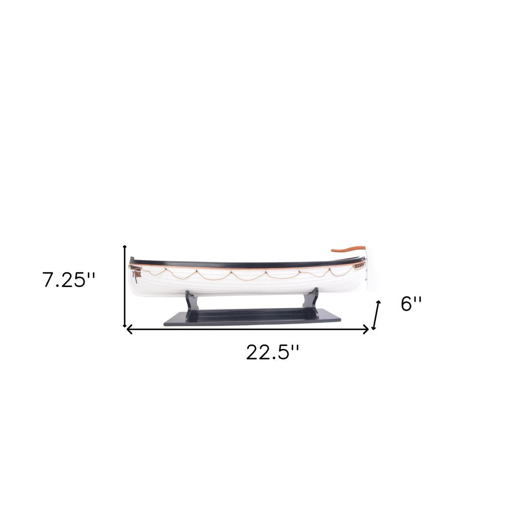 6" Brown and White Solid Wood Hand Painted RMS Titanic Lifeboat No.7 Model Boat