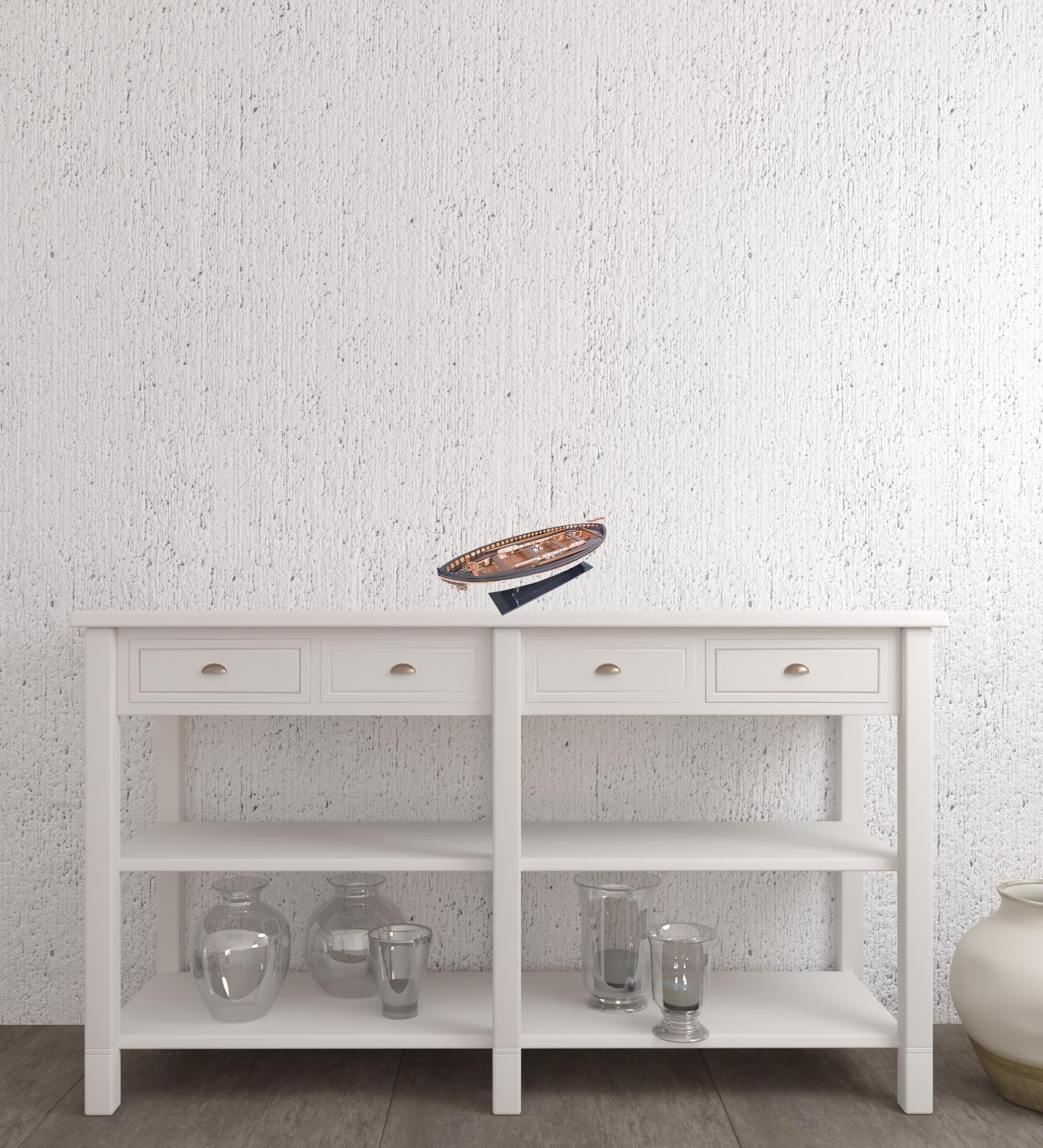 6" Brown and White Solid Wood Hand Painted RMS Titanic Lifeboat No.7 Model Boat