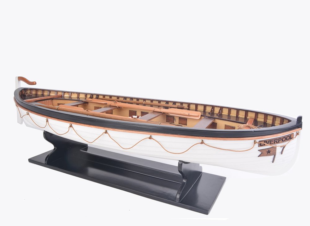 6" Brown and White Solid Wood Hand Painted RMS Titanic Lifeboat No.7 Model Boat