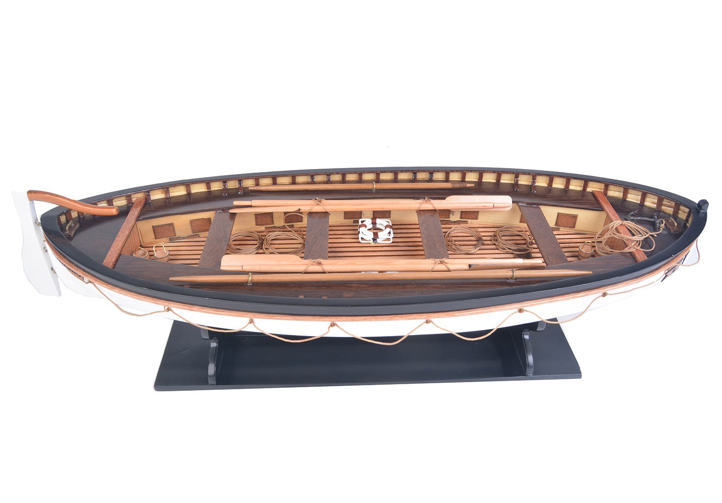 6" Brown and White Solid Wood Hand Painted RMS Titanic Lifeboat No.7 Model Boat
