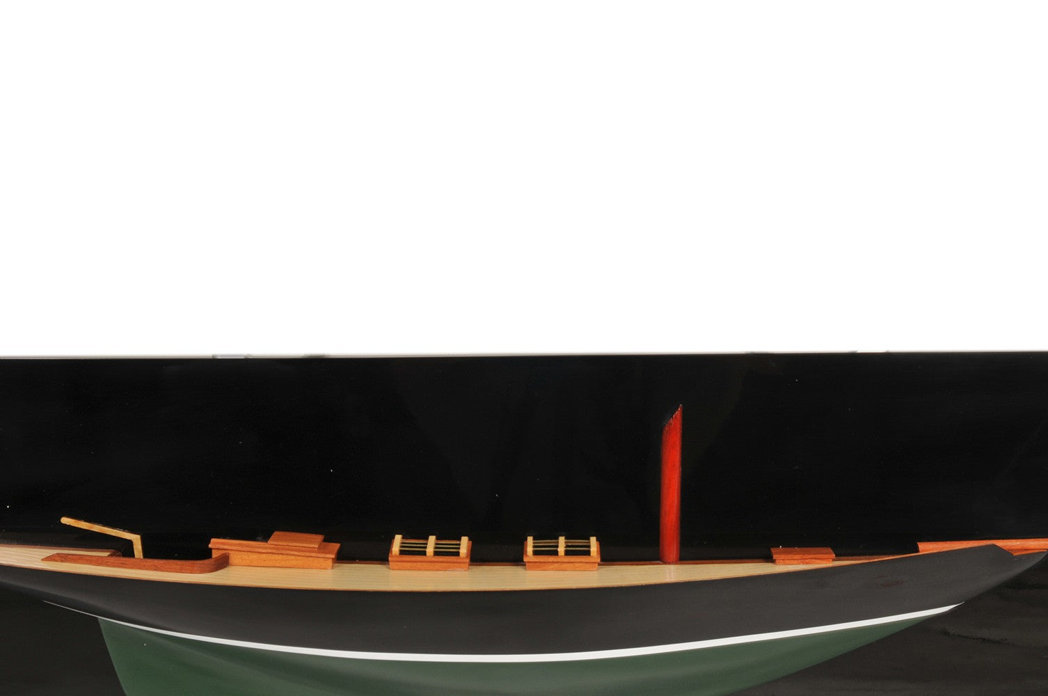 12" Black and Green Solid Wood Hand Painted c1898 Pen Duick Half-Hull Model Boat