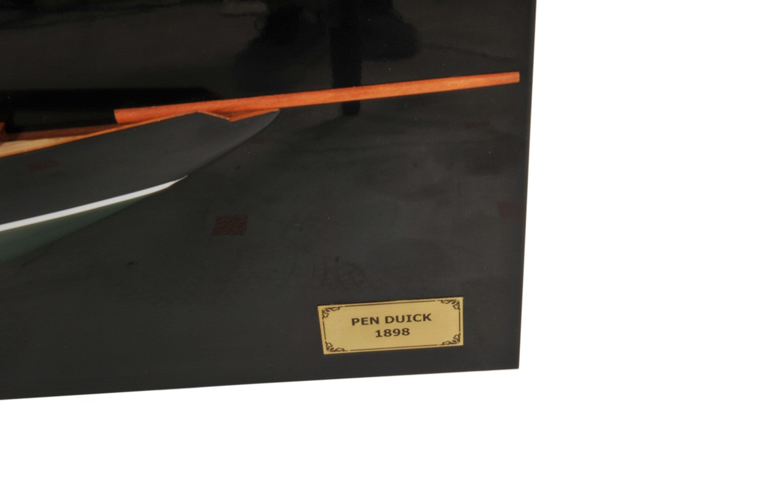 12" Black and Green Solid Wood Hand Painted c1898 Pen Duick Half-Hull Model Boat