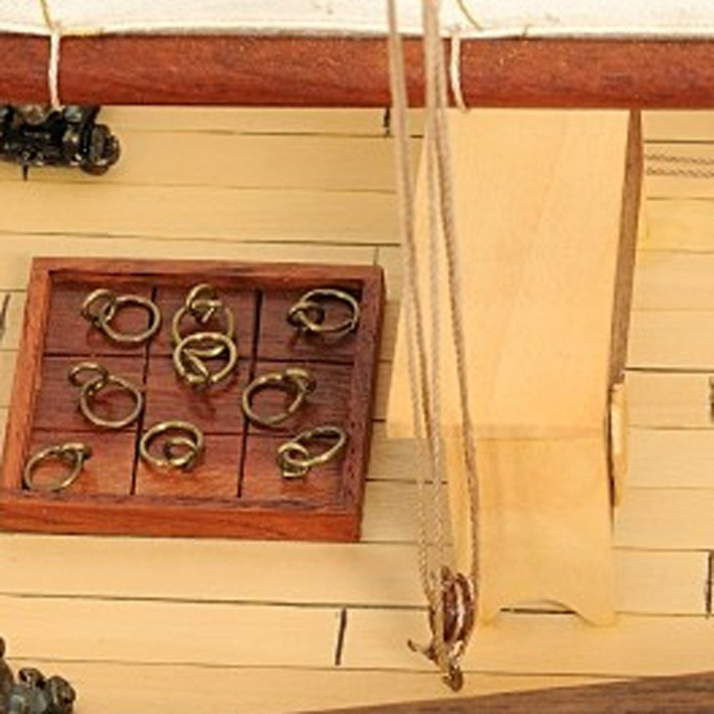 26" Black and White Solid Wood Hand Painted p-Oxybis(benzenesulfonyl hydrazide) Model Boat