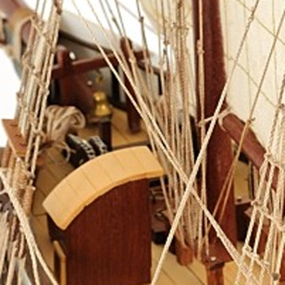 26" Black and White Solid Wood Hand Painted p-Oxybis(benzenesulfonyl hydrazide) Model Boat