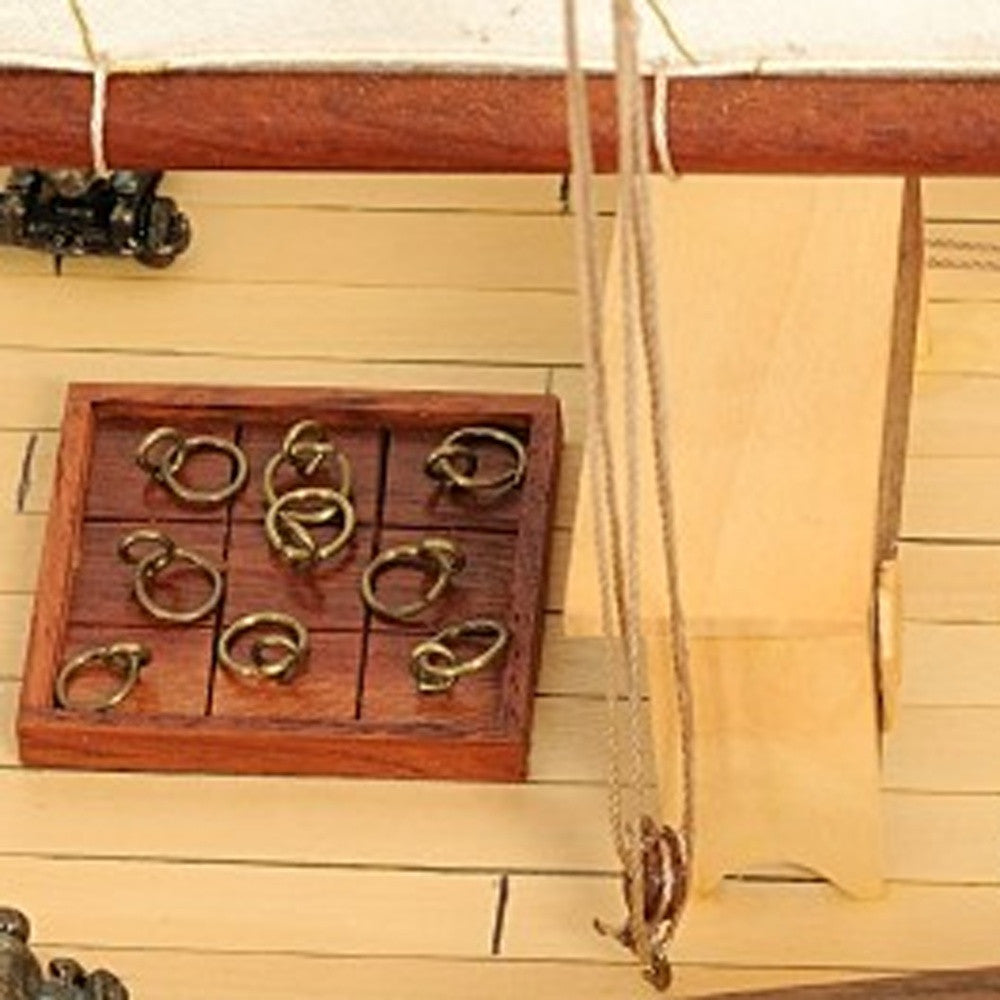 26" Black and White Solid Wood Hand Painted p-Oxybis(benzenesulfonyl hydrazide) Model Boat