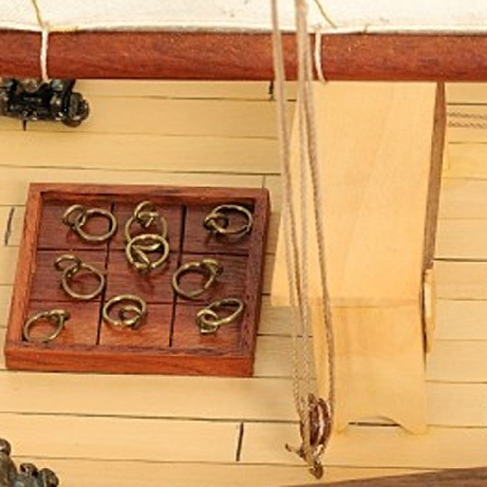 26" Black and White Solid Wood Hand Painted p-Oxybis(benzenesulfonyl hydrazide) Model Boat