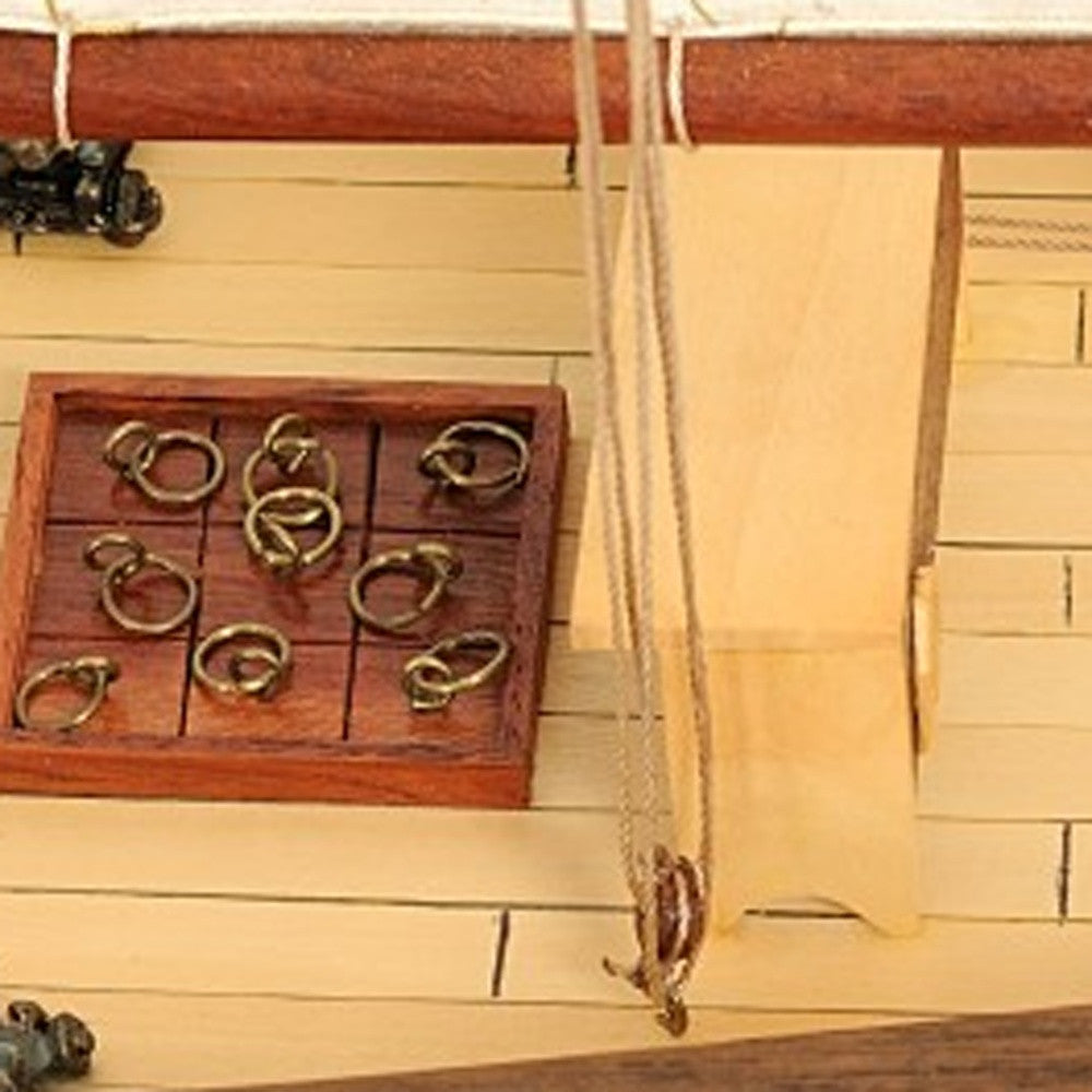 26" Black and White Solid Wood Hand Painted p-Oxybis(benzenesulfonyl hydrazide) Model Boat