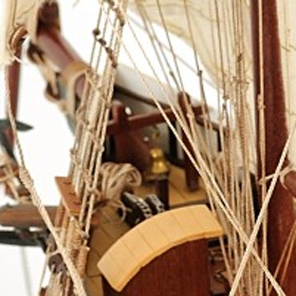 26" Black and White Solid Wood Hand Painted p-Oxybis(benzenesulfonyl hydrazide) Model Boat